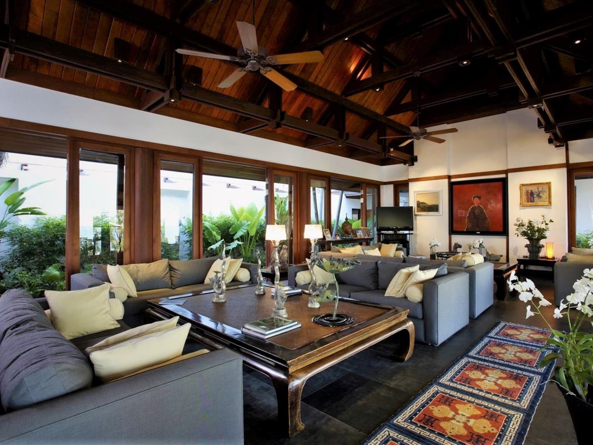 Living room at Villa Laemson on the island of Phuket in Thailand