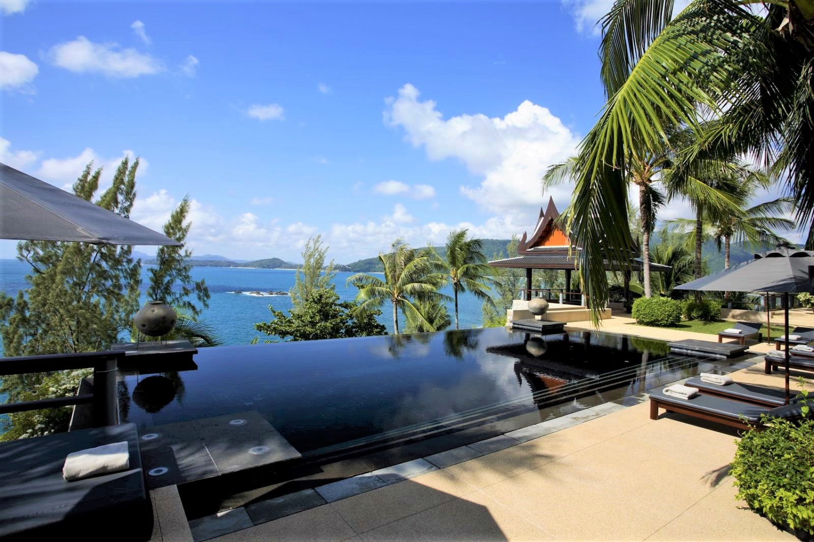 Pool with ocean views at Villa Laemson on the island of Phuket in Thailand