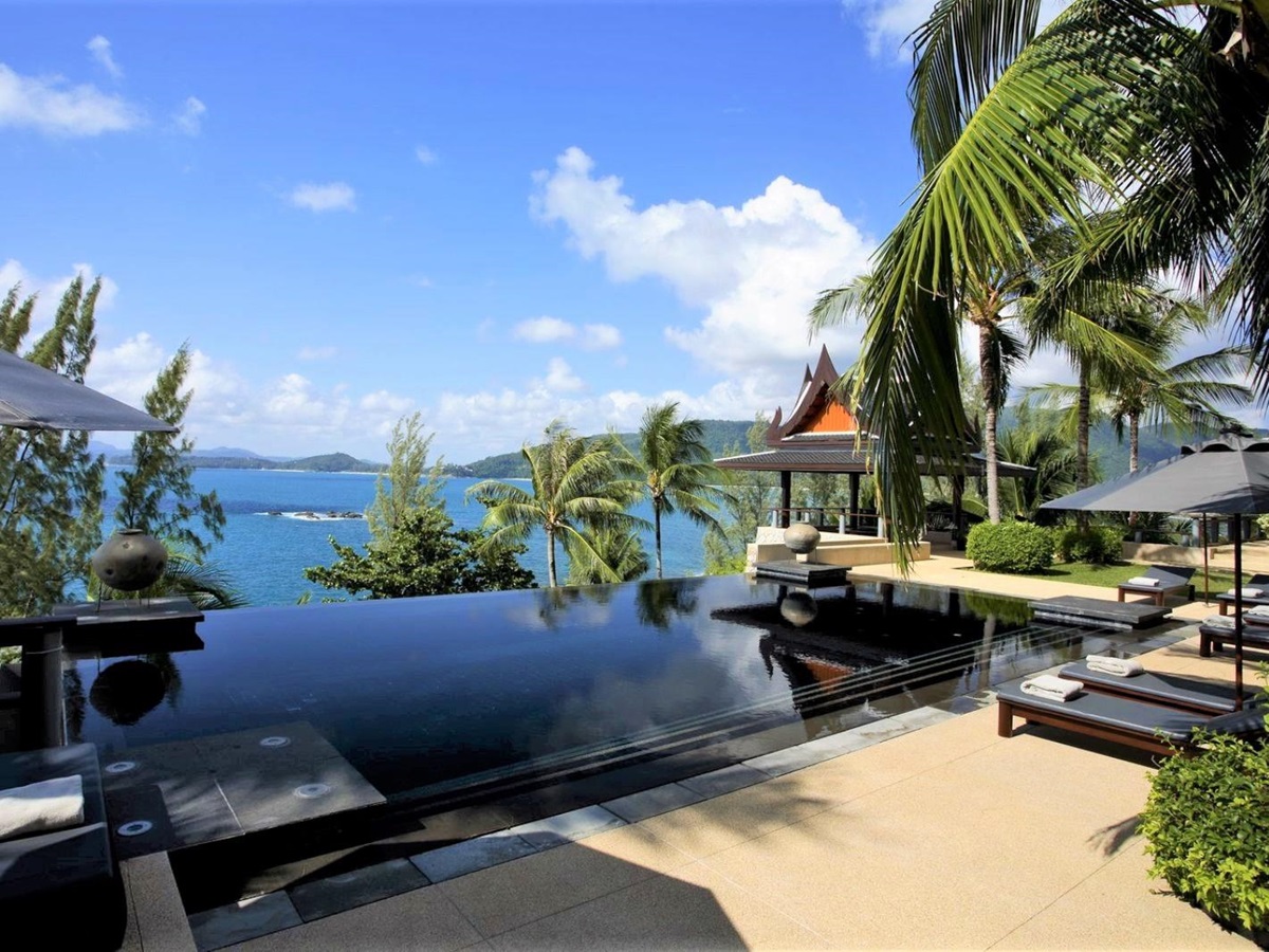 Pool with ocean views at Villa Laemson on the island of Phuket in Thailand