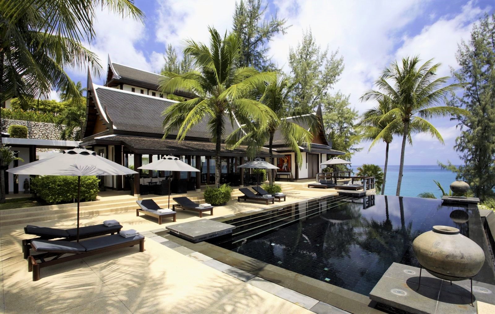 Pool and façade of Villa Laemson, luxury villa in Phuket, Thailand