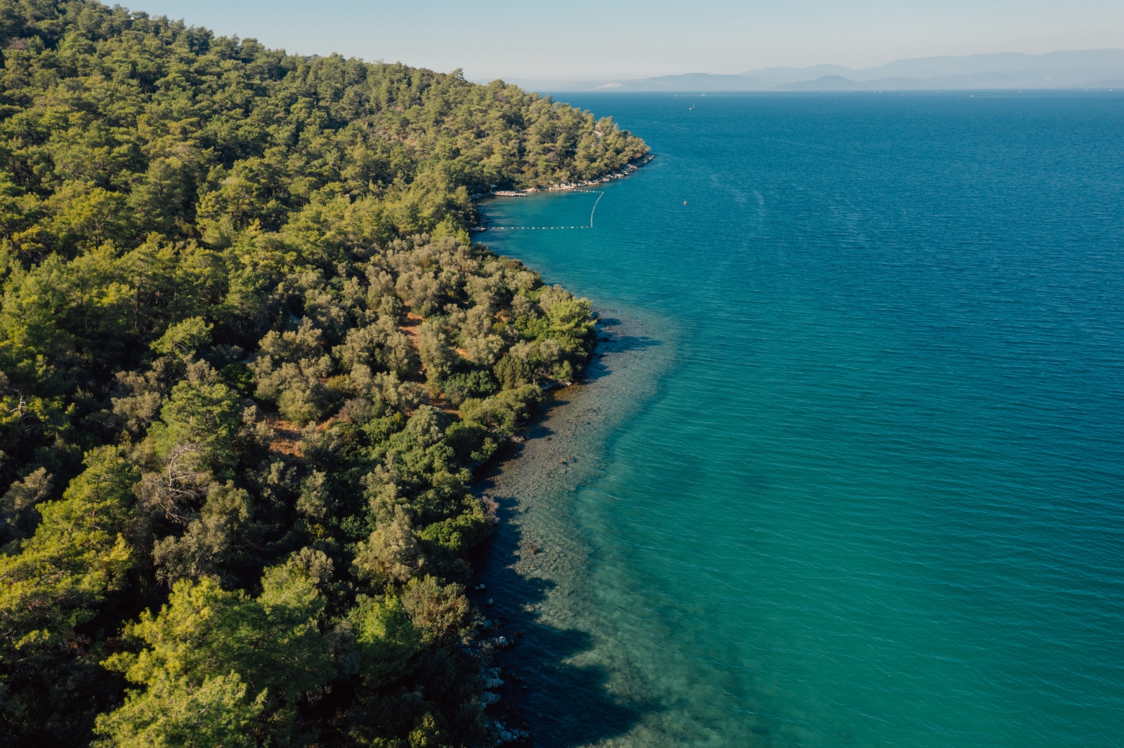 Aerial view of the coast at luxury hotel Amanruya, Turkey