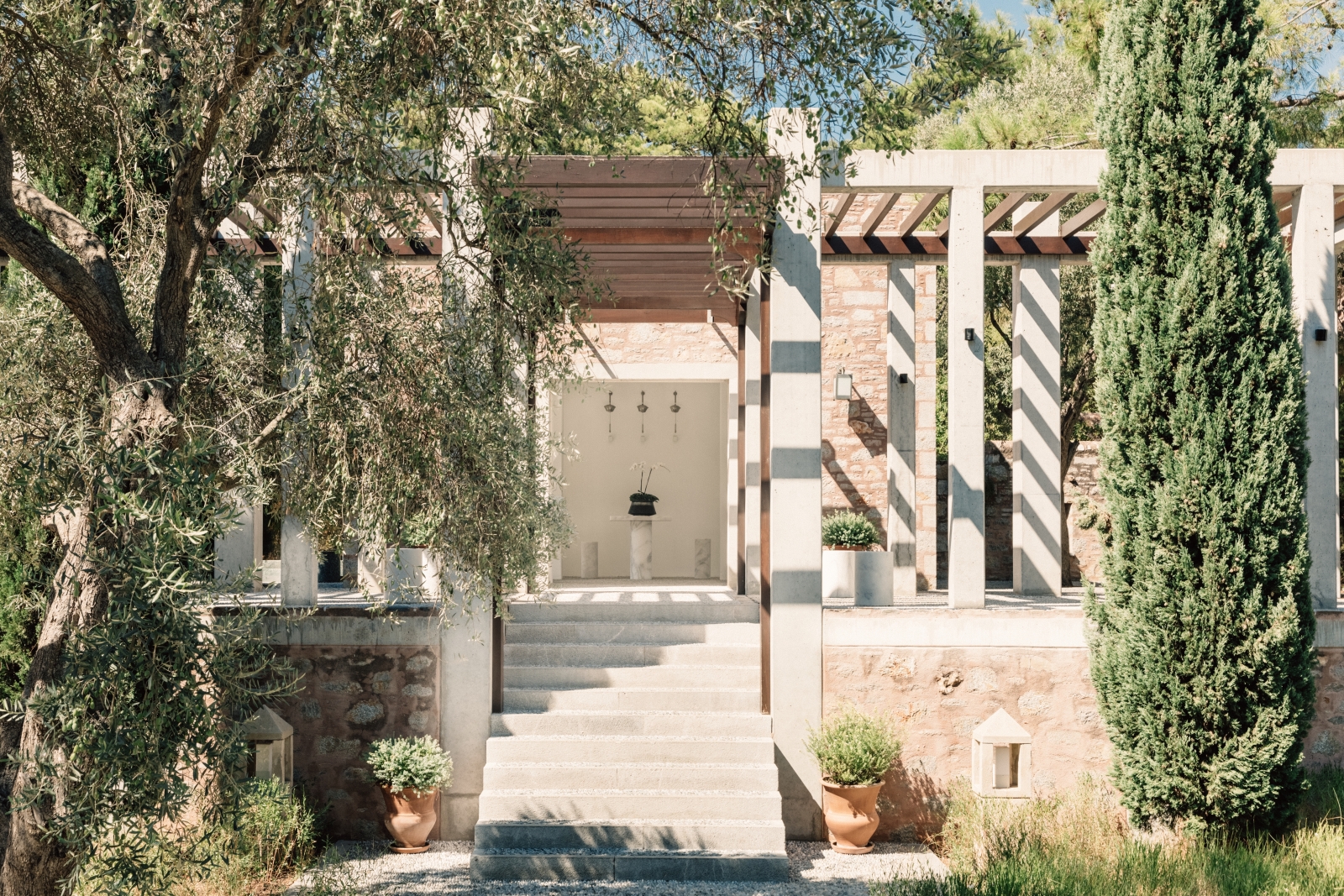 Open arrival pavilion at luxury hotel Amanruya, Turkey