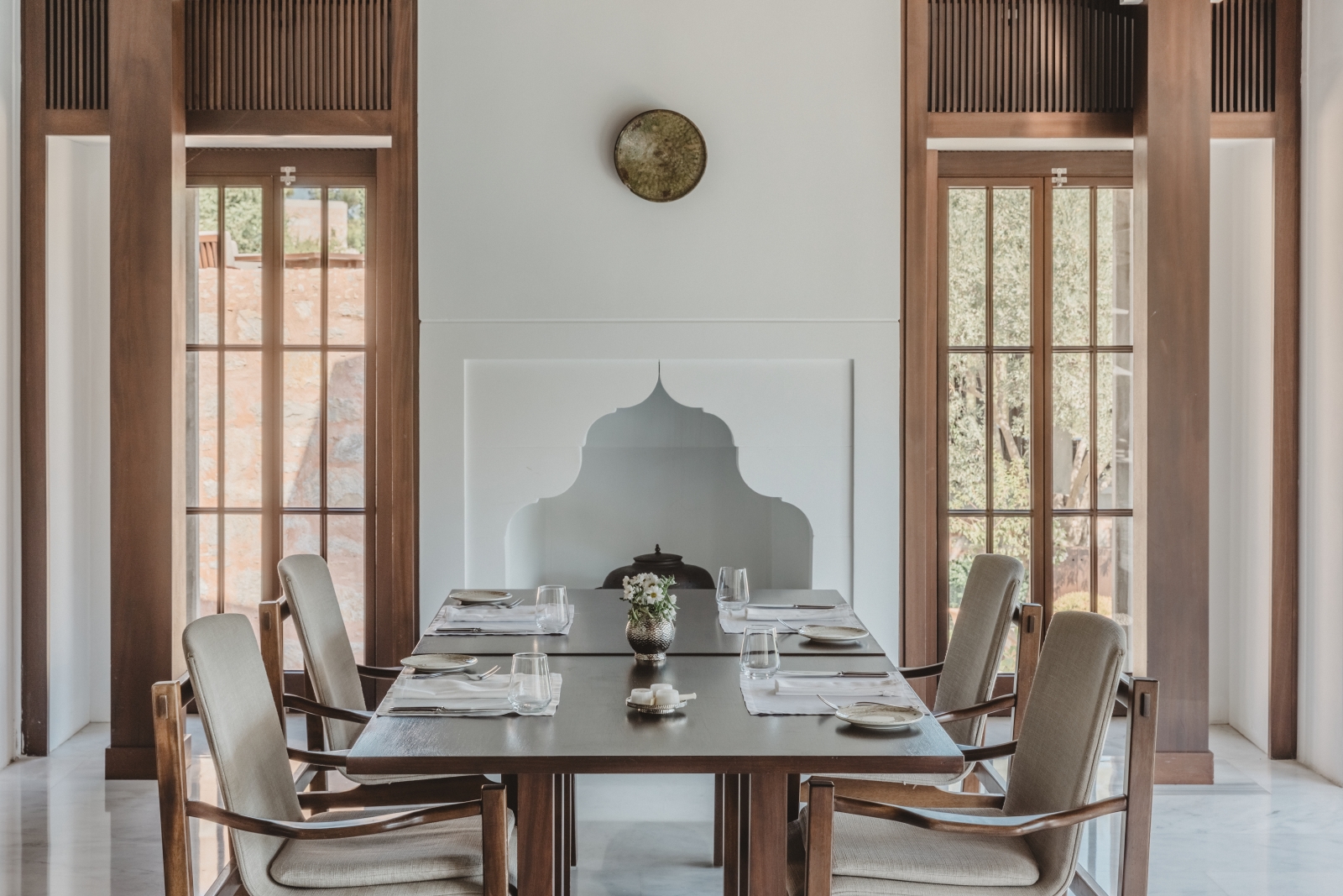 Private dining area in a pool pavilion at luxury hotel Amanruya, Turkey