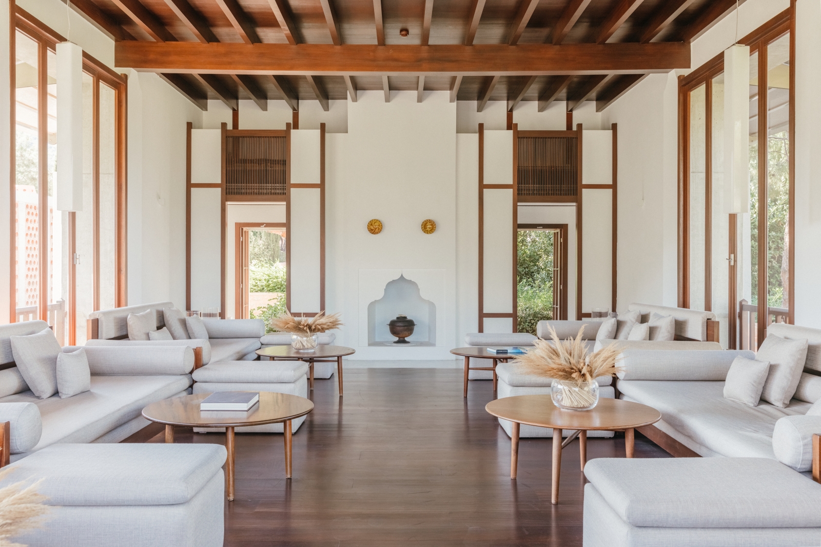 Comfortable sofas at the wine lounge at luxury hotel Amanruya, Turkey