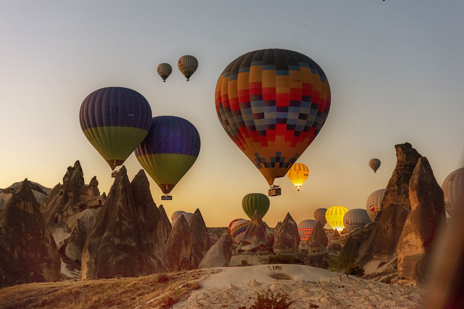 Sunrise hot air balloon flight near Argos in Cappadocia Turkey