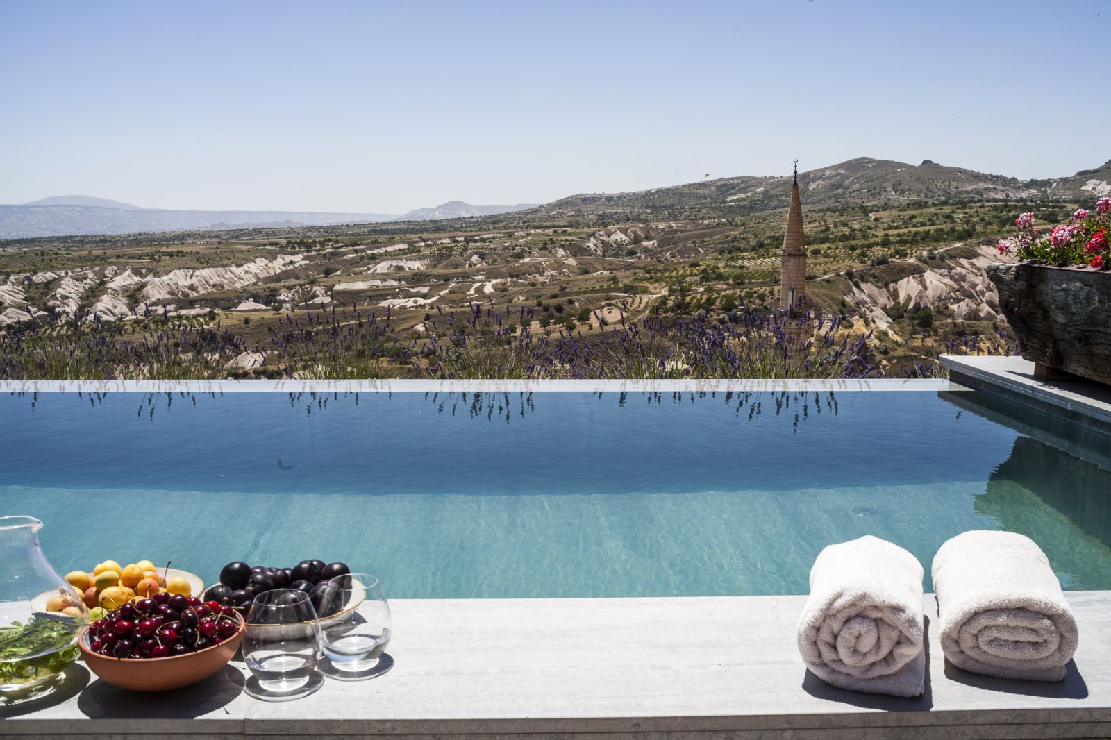 Swimming pool and views at the Argos in Cappadocia hotel Turkey