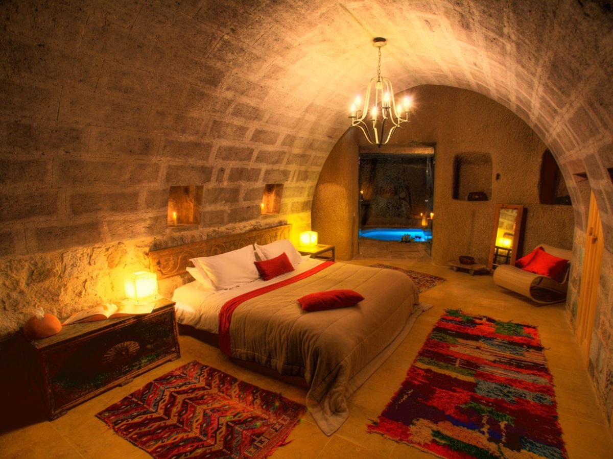 Guest suite in the Argos in Cappadocia cave hotel Turkey