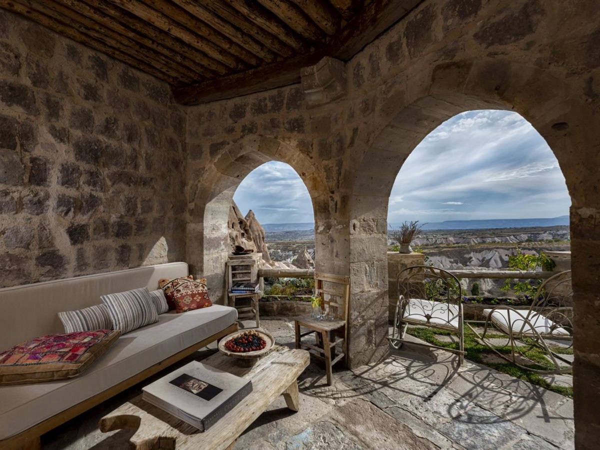 Private terrace of a suite at the Argos in Cappadocia Turkey
