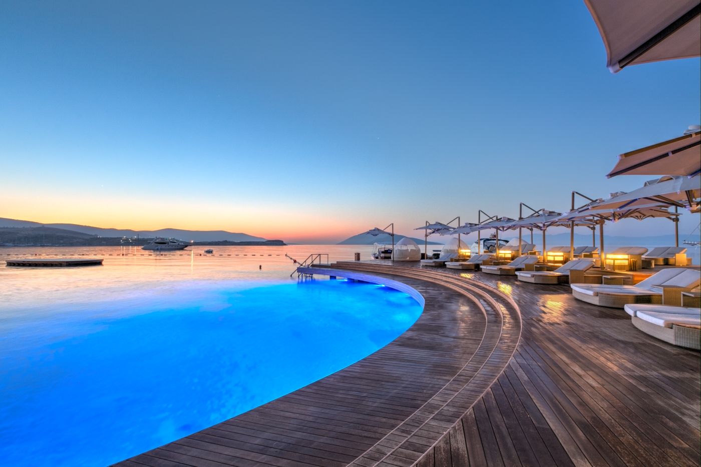 Sunset over the sea at Caresse