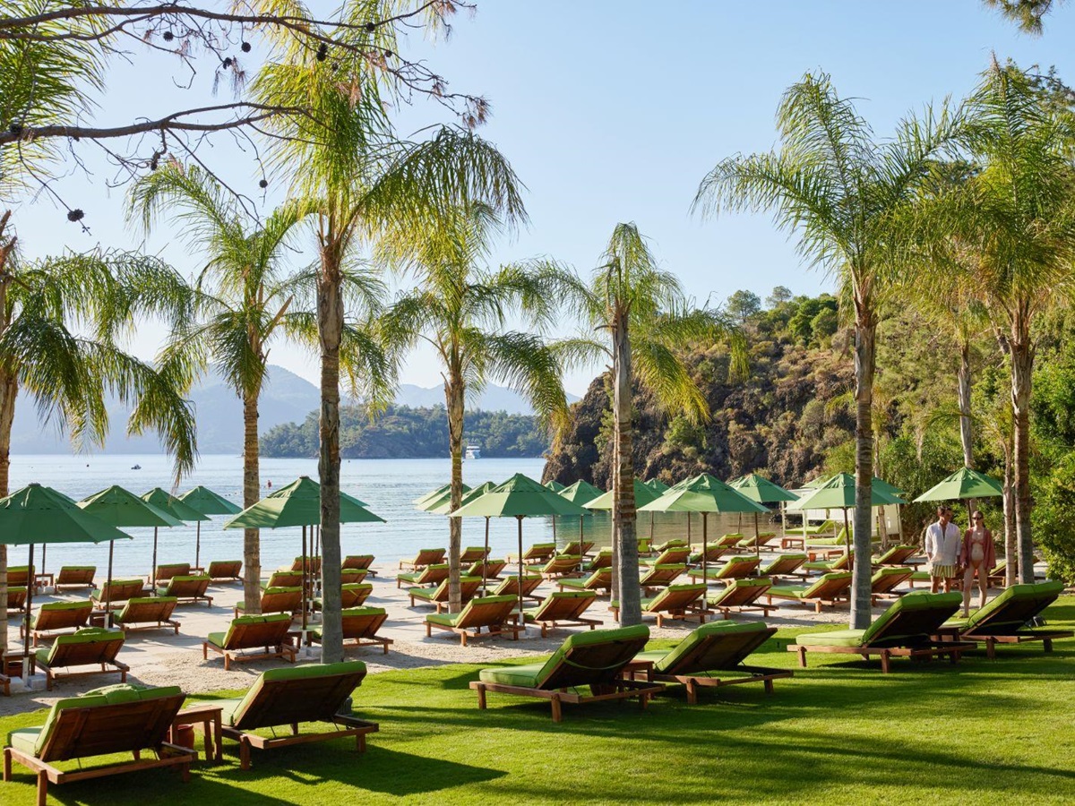 Luxury Hotel D Maris B Sun Loungers on Sandy Beach
