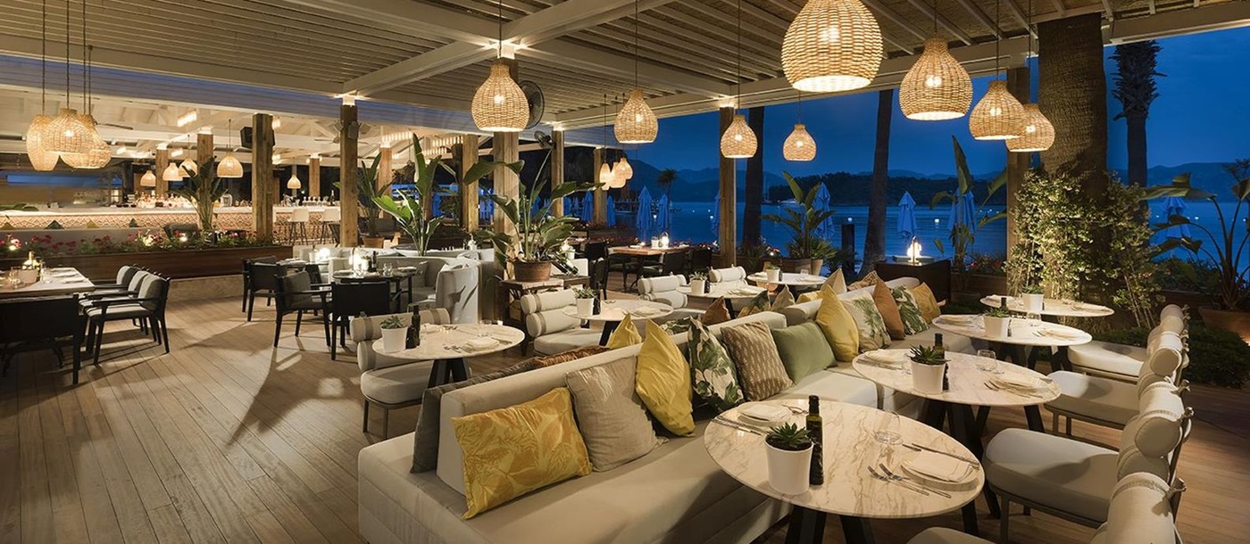 Bay Lounge, seaside dining and relaxing at luxury resort D-Maris Bay in Turkey