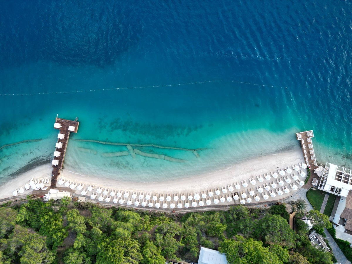 Aerial view of the beach at D-Resort Gocek in Turkey