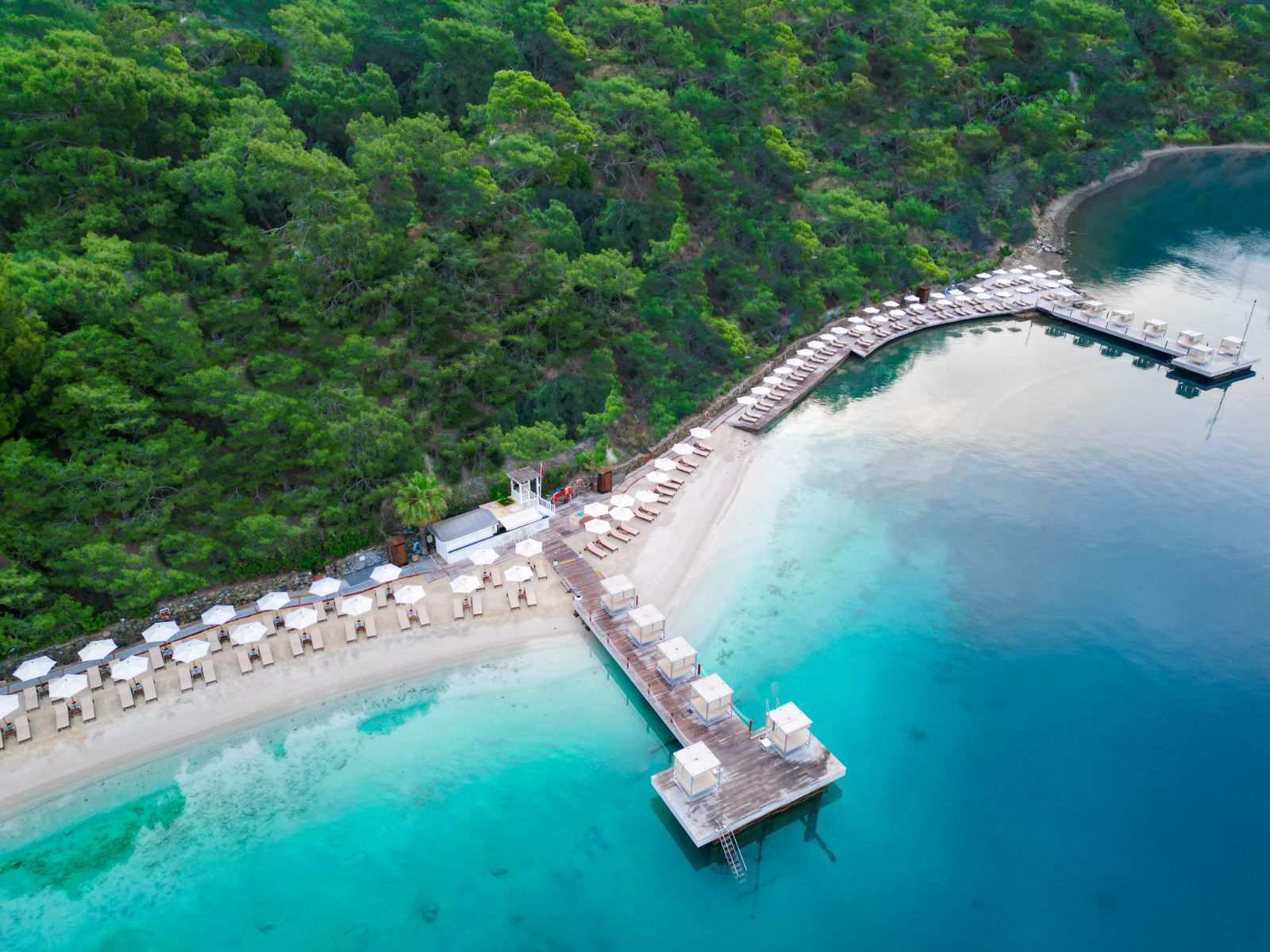 Aerial view of the beach at D Resort Gocek in Turkey