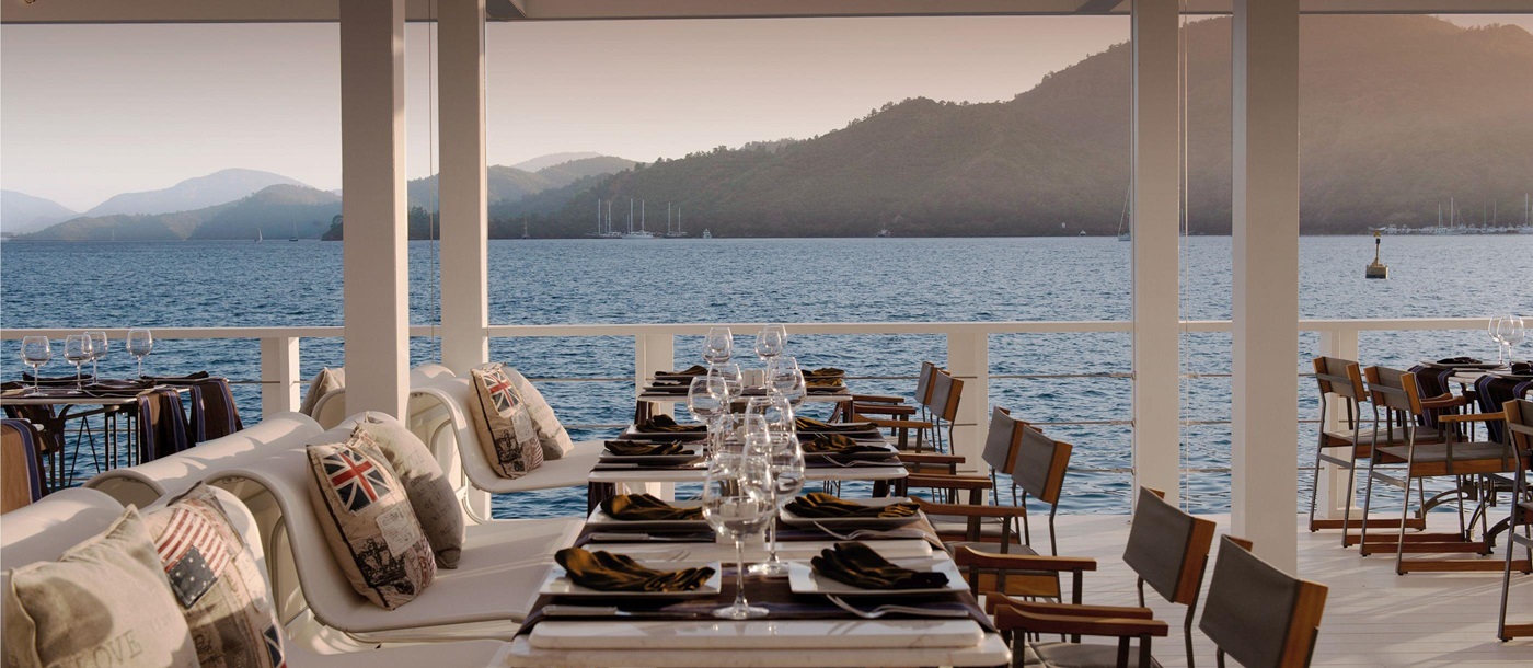 Restaurant with sea view at D-Resort Gocek, Turkey