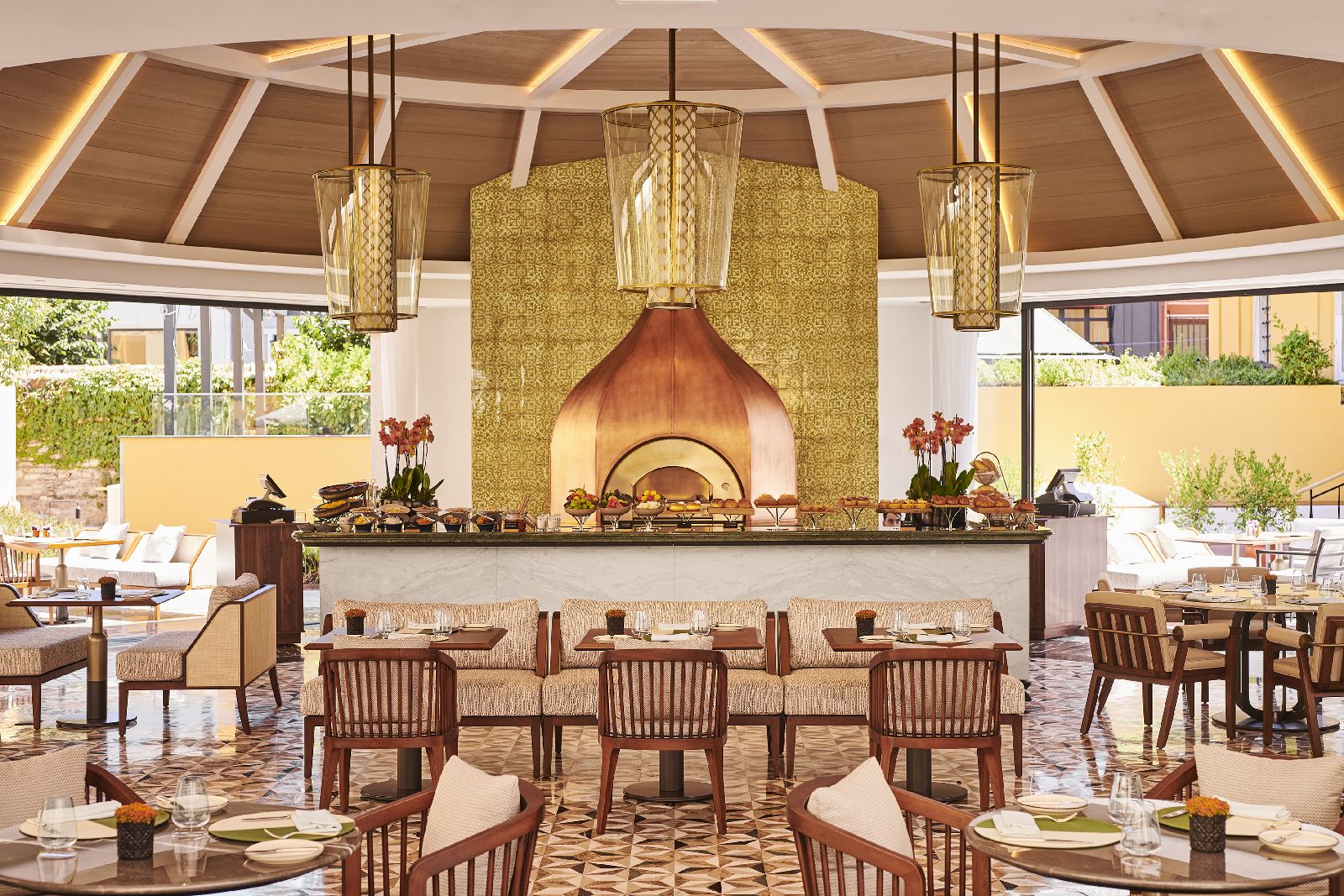Elegant restaurant at the Four Seasons Istanbul Sultanahmet in Turkey