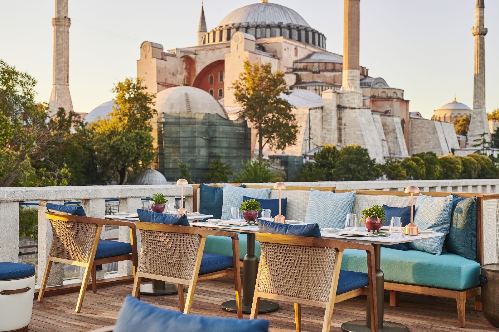 View of the Hagia Sophia from the terrace at the Four Seasons Istanbul Sultanahmet