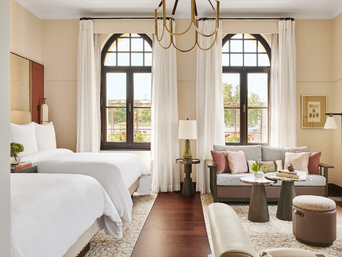 A luxurious twin room at the Four Seasons Istanbul Sultanahmet in Turkey