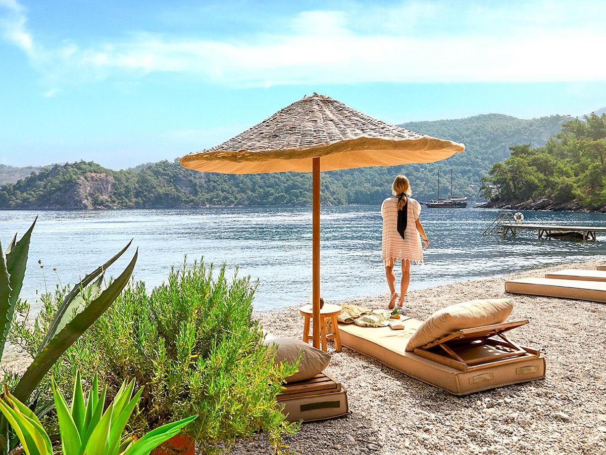 Beach beds at Hillside Beach Club in Turkey