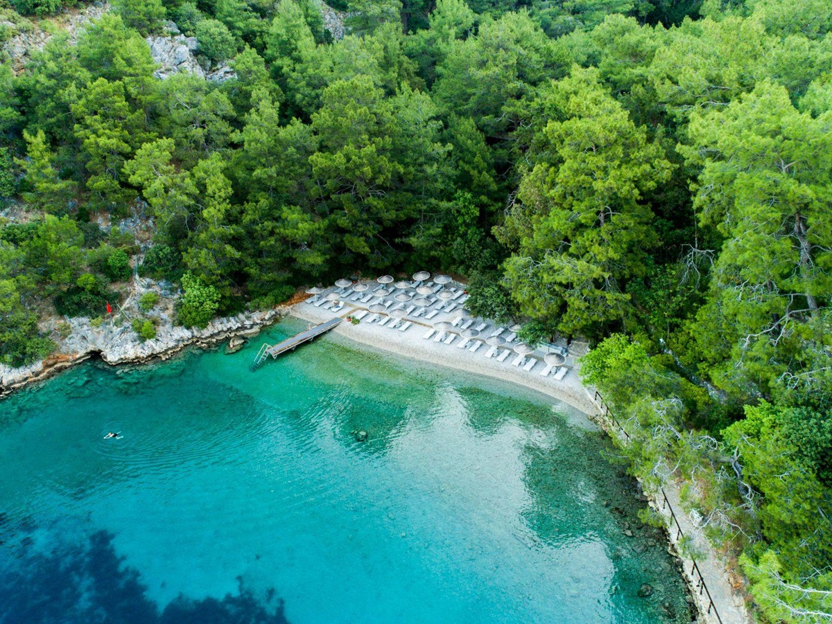 Luxury Resort in Turkey Hillside Beach Club Aerial Sea View of Private Sandy Beach