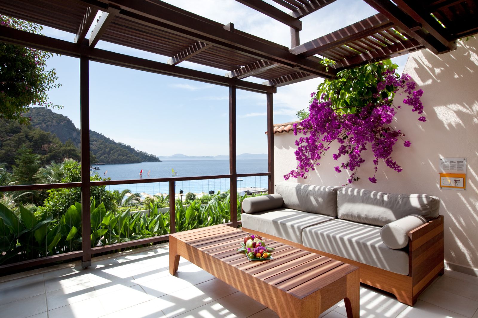 Luxury Resort in Turkey Hillside Beach Club Outdoor Terrace with Sea View and Greenery