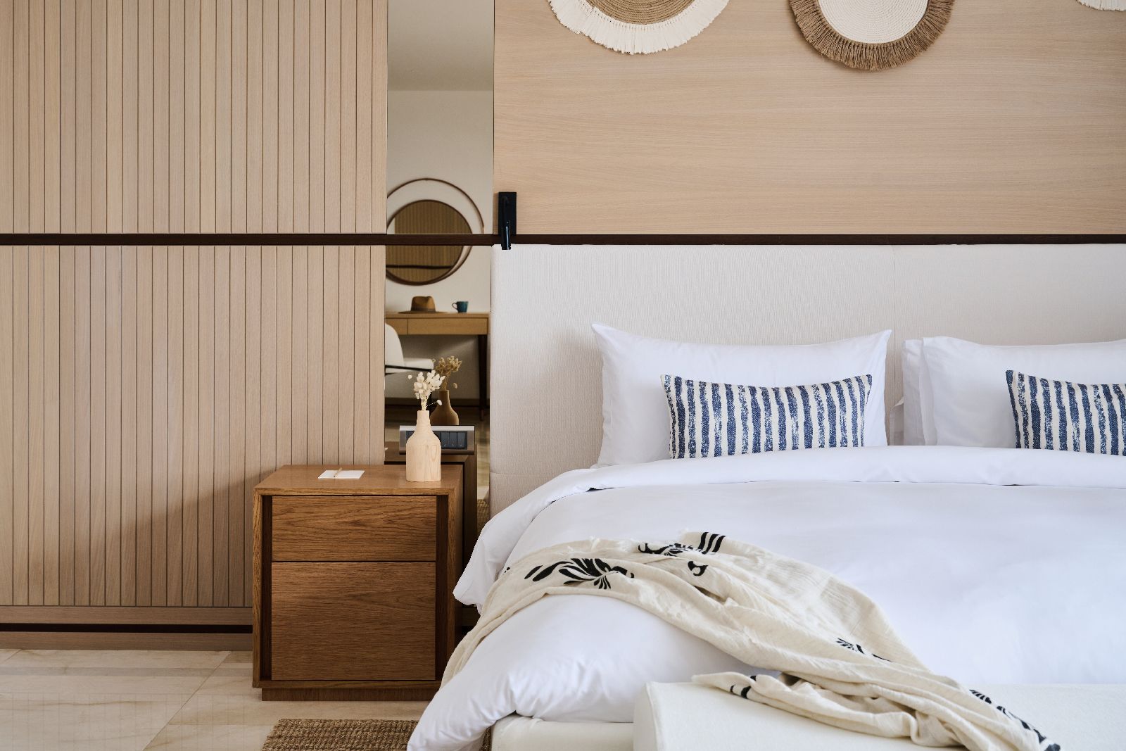 Interior design features in a suite at the Mett Bodrum hotel in Turkey