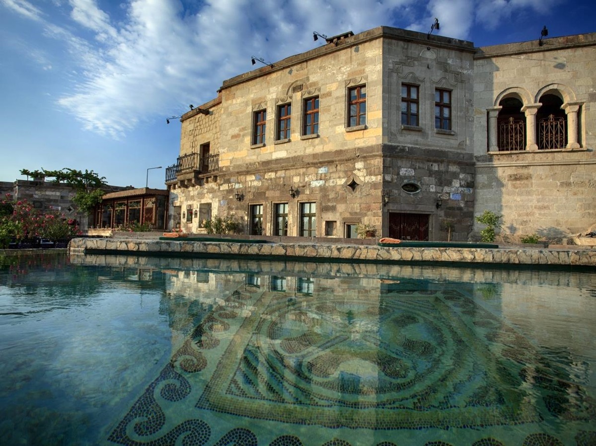 Pool view at Museum Hotel in Cappadocia in Turkey