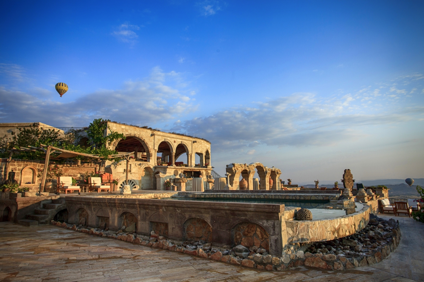 View across the hotel at Museum Hotel in Cappadocia in Turkey