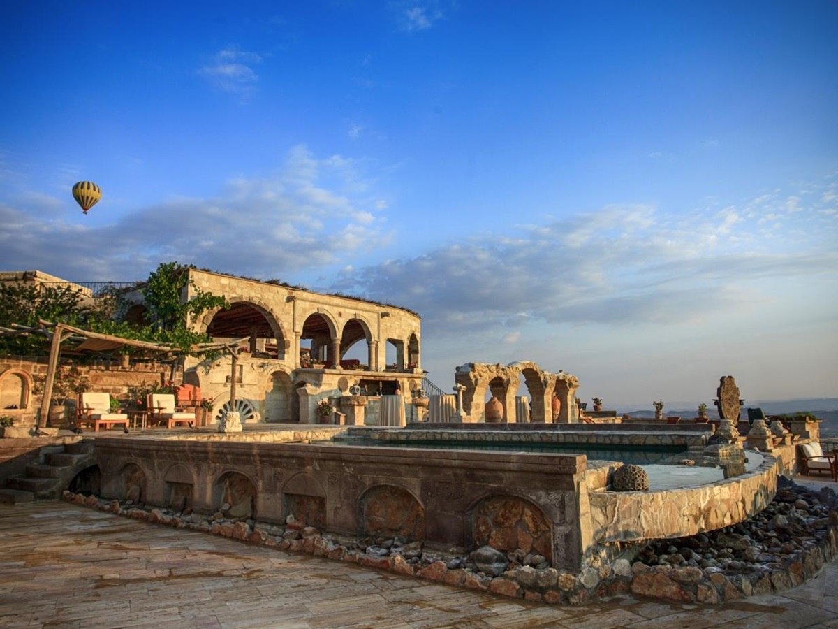 View across the hotel at Museum Hotel in Cappadocia in Turkey