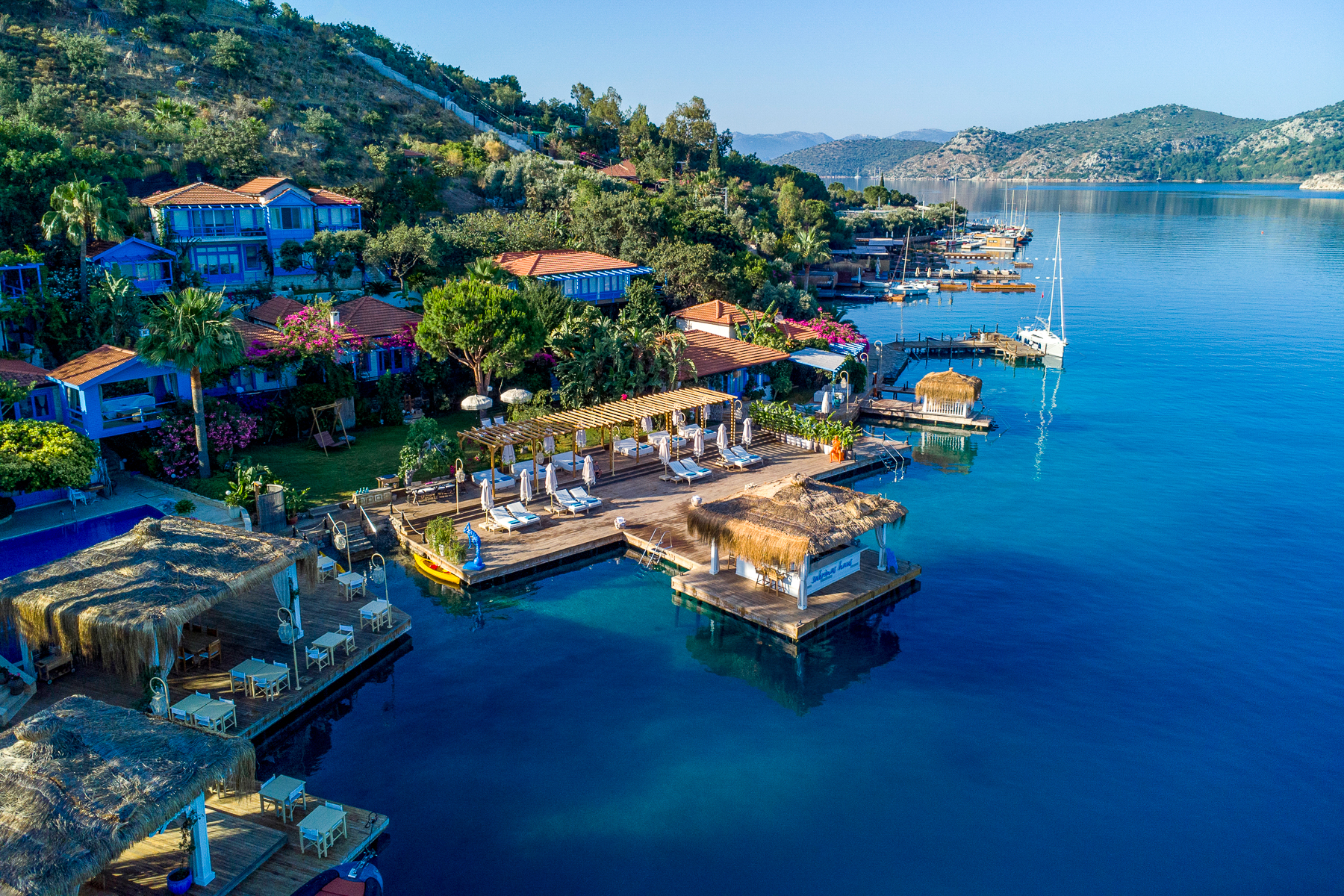 Aerial view of Sabrina's Haus luxury hotel in Turkey