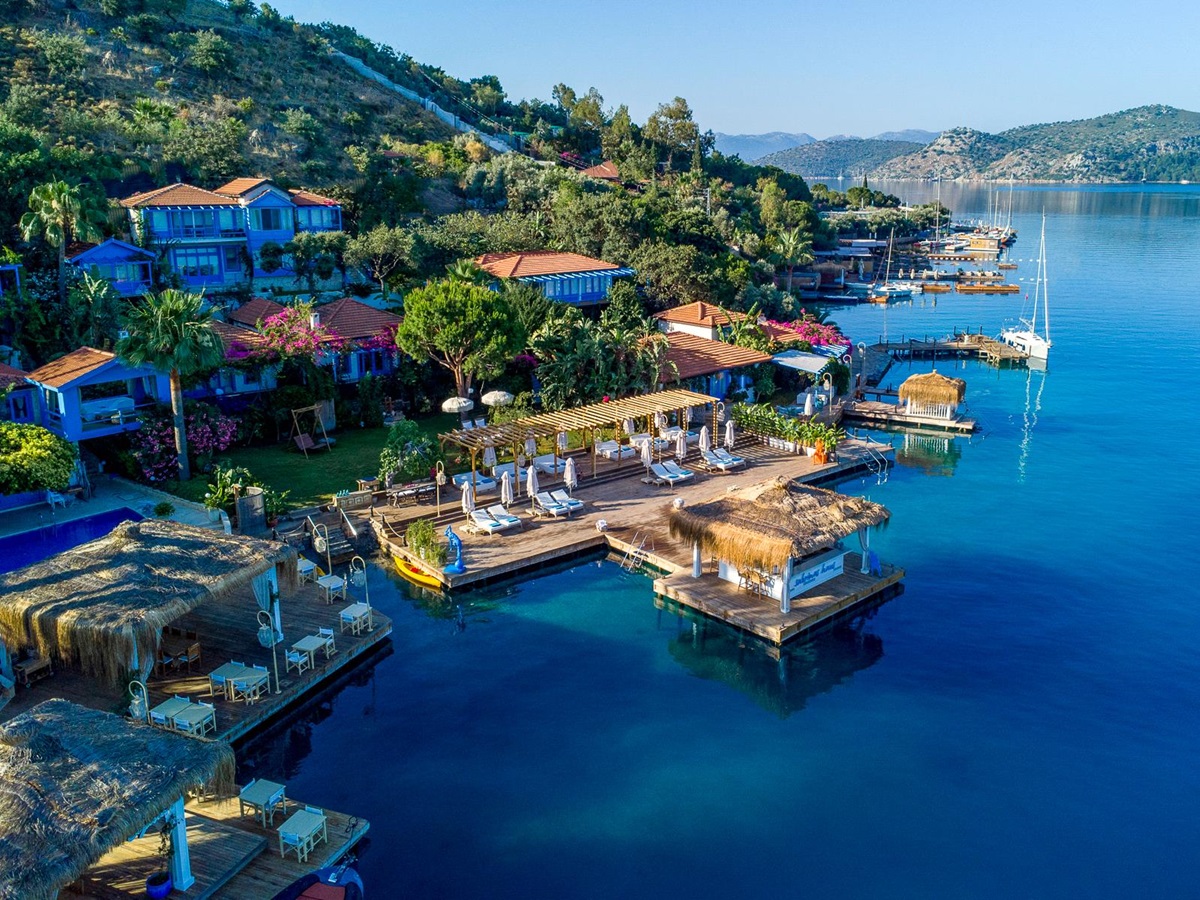 Aerial view of Sabrina's Haus luxury hotel in Turkey