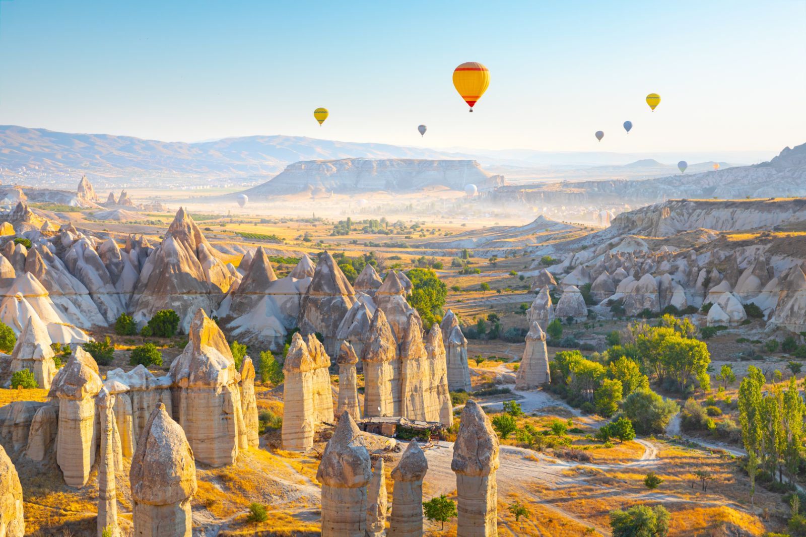 Hot air balloons over Cappadocia in Turkey