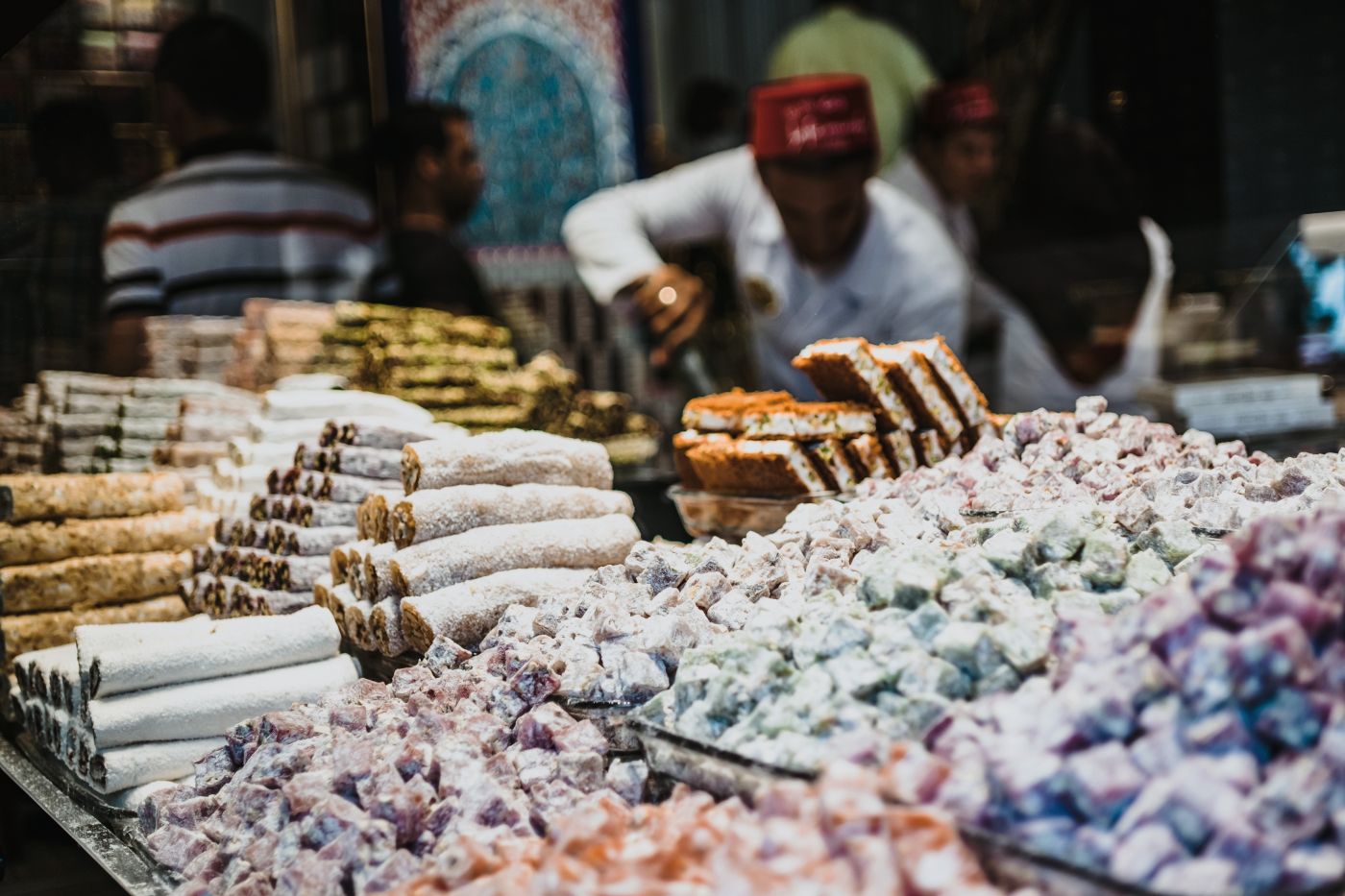 Turkish delight at a street market in Turkey