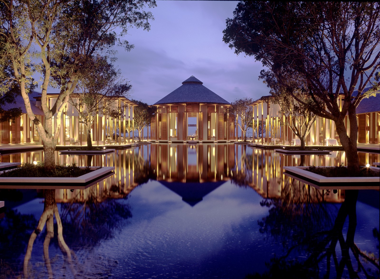 Reflection of a villa in a pond at Amanyara, Turks and Caicos Islands