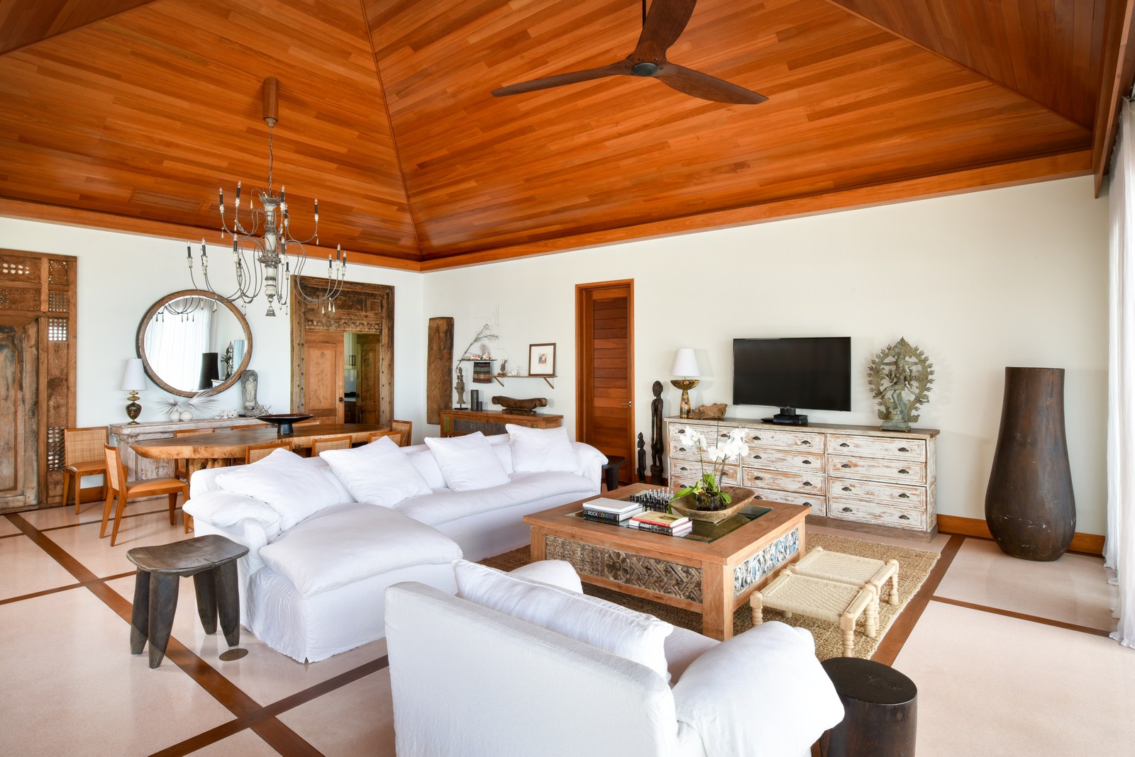 Living room of the Love Pumpkin villa at Como Parrat Cat, Turks and Caicos