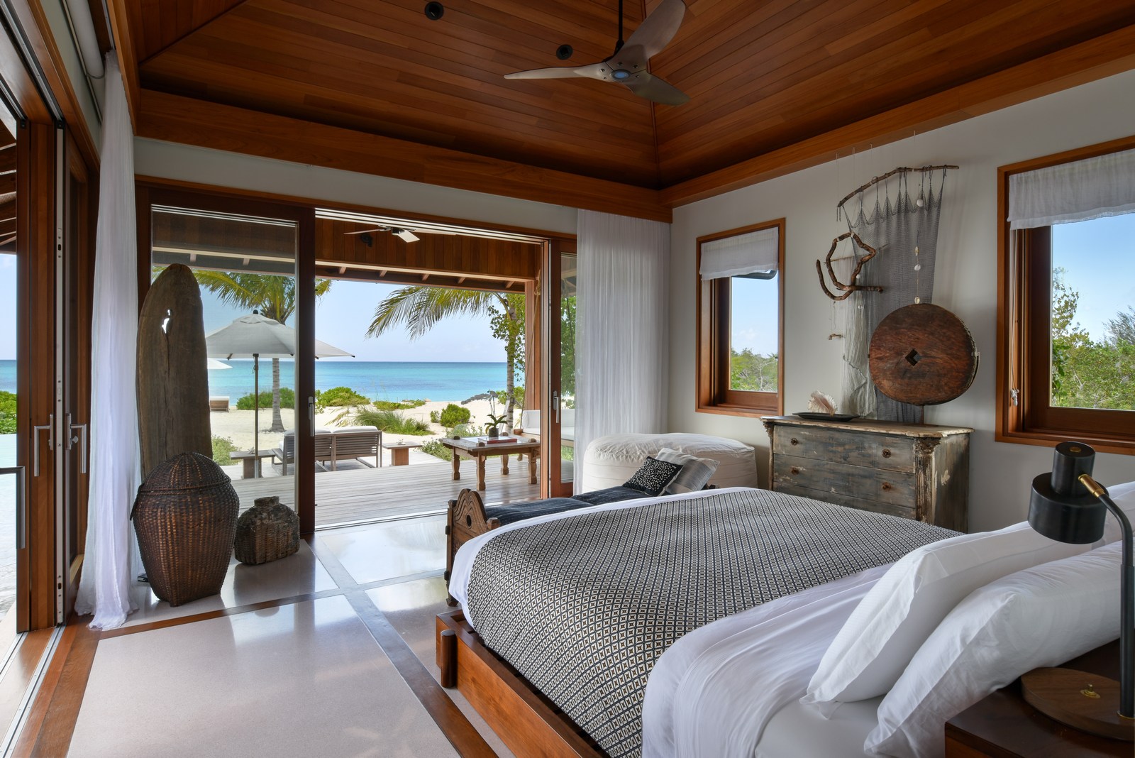 Master bedroom of Love Pumpkin villa at Como Parrat Cat, Turks and Caicos