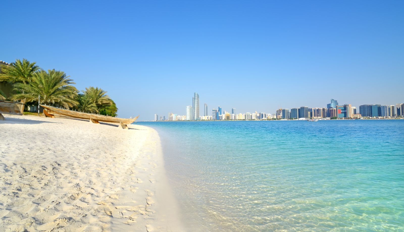 Abu Dhabi skyline viewed from the beach