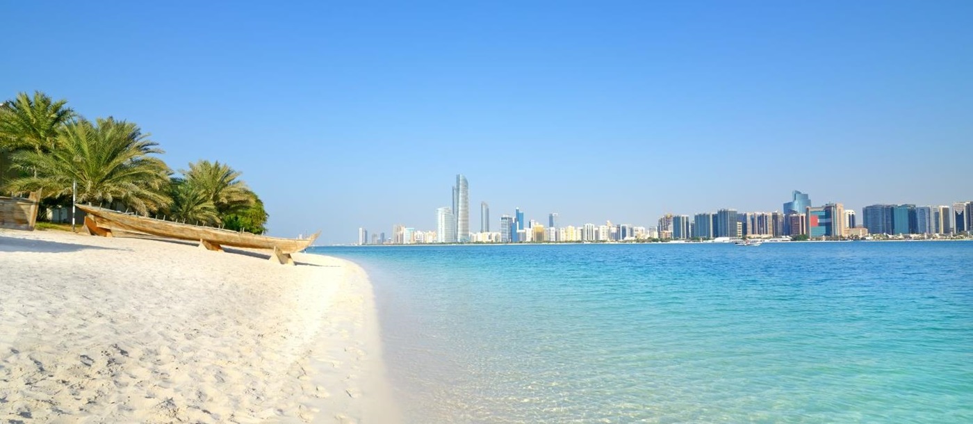 Abu Dhabi skyline viewed from the beach