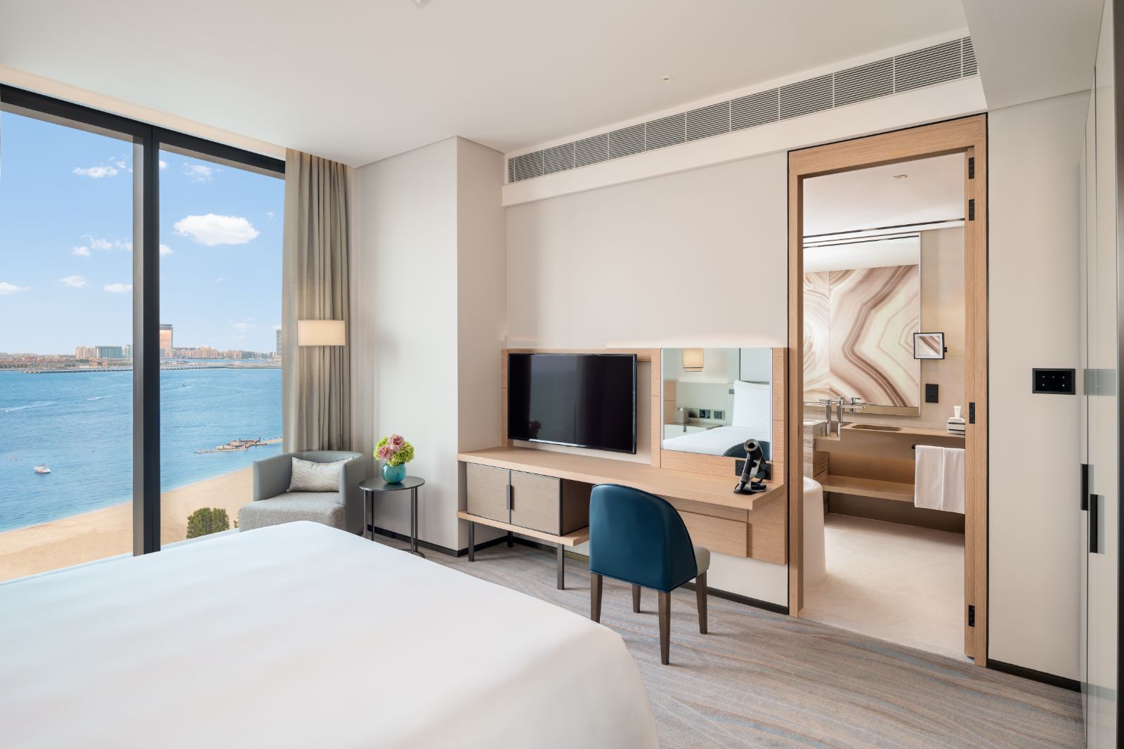 Bedroom of a Deluxe Two-Bedroom Suite at luxury resort Address in Dubai