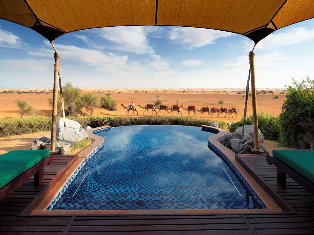 Private pool and terrace at Al Maha A Luxury Collection Desert Resort & Spa in Dubai