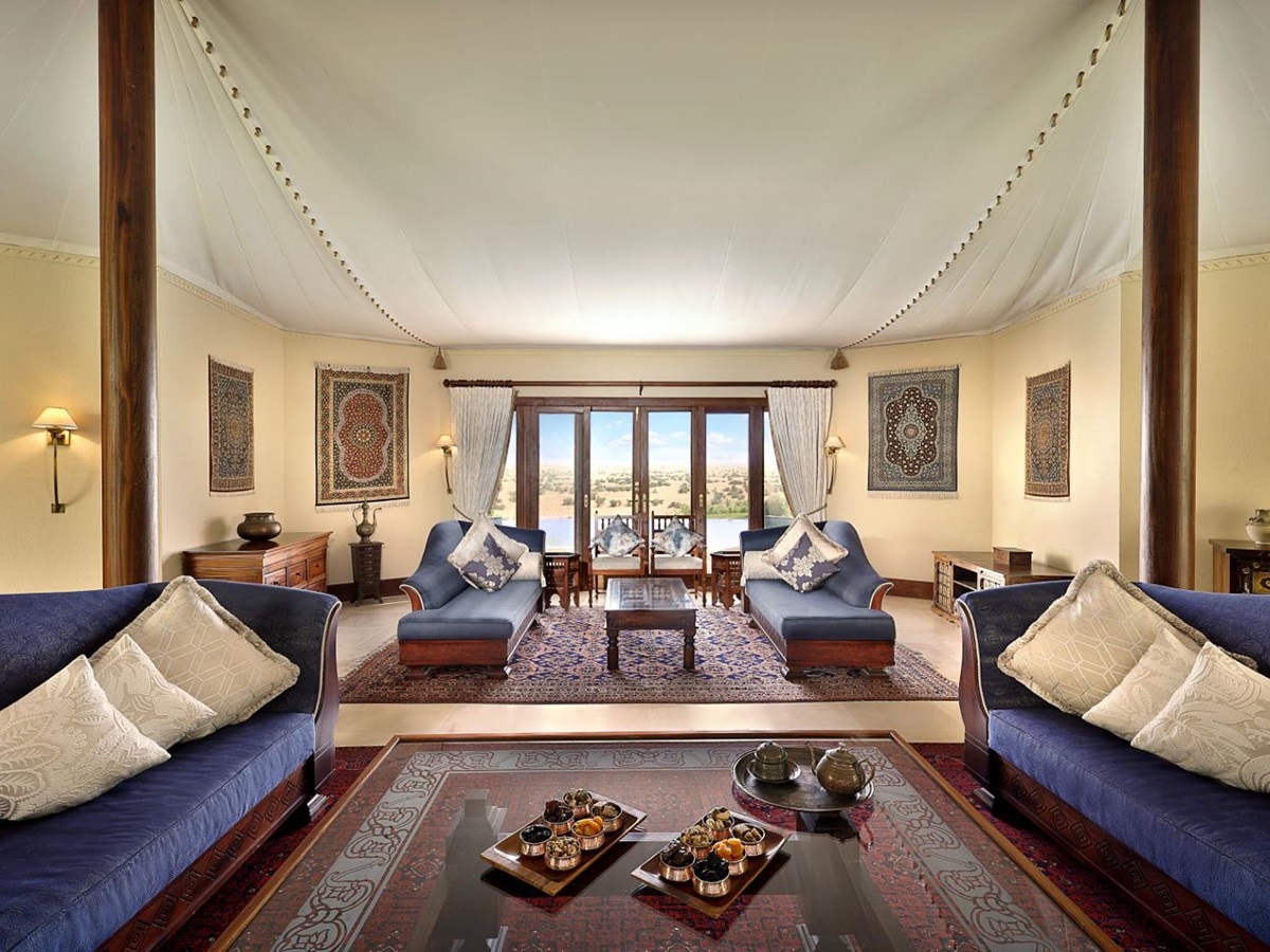 Tented suite lounge at Al Maha A Luxury Collection Desert Resort & Spa in Dubai