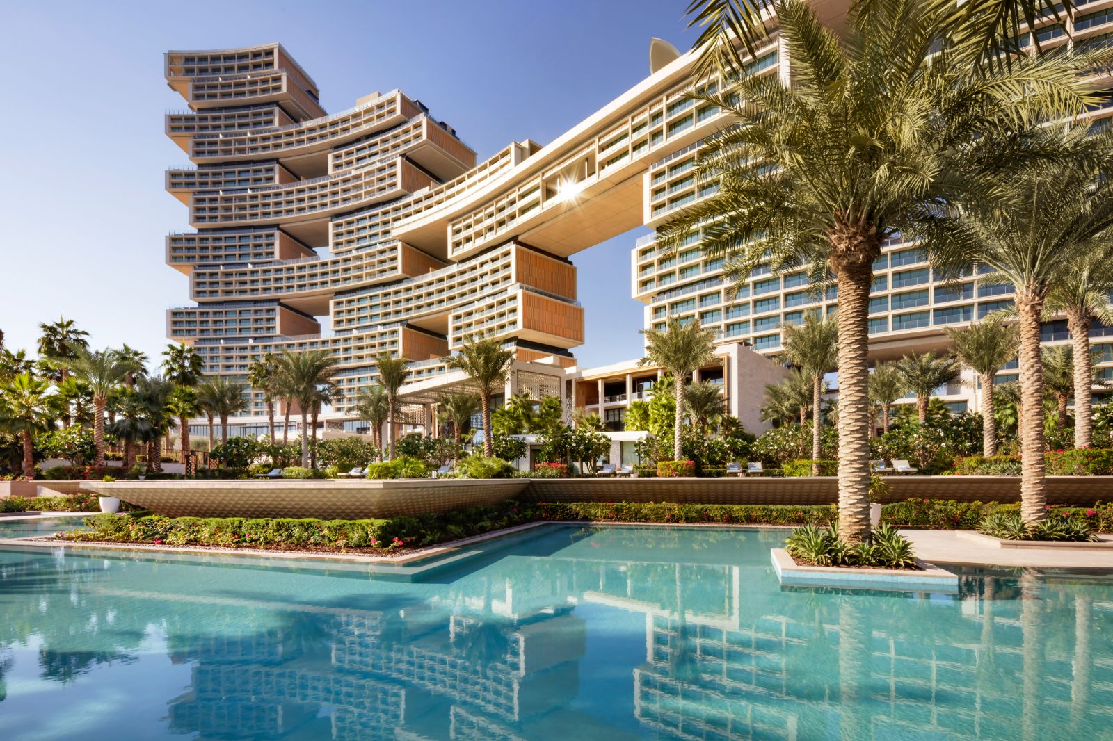 Pool and exterior of Atlantis The Royal on the Palm Jumeirah in Dubai