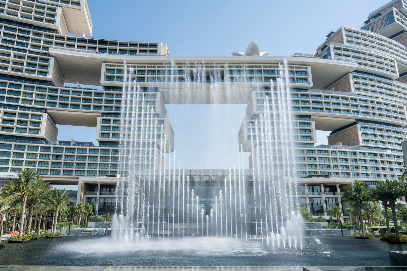 Skyblaze fountain water show at Atlantis The Royal on the Palm Jumeirah in Dubai