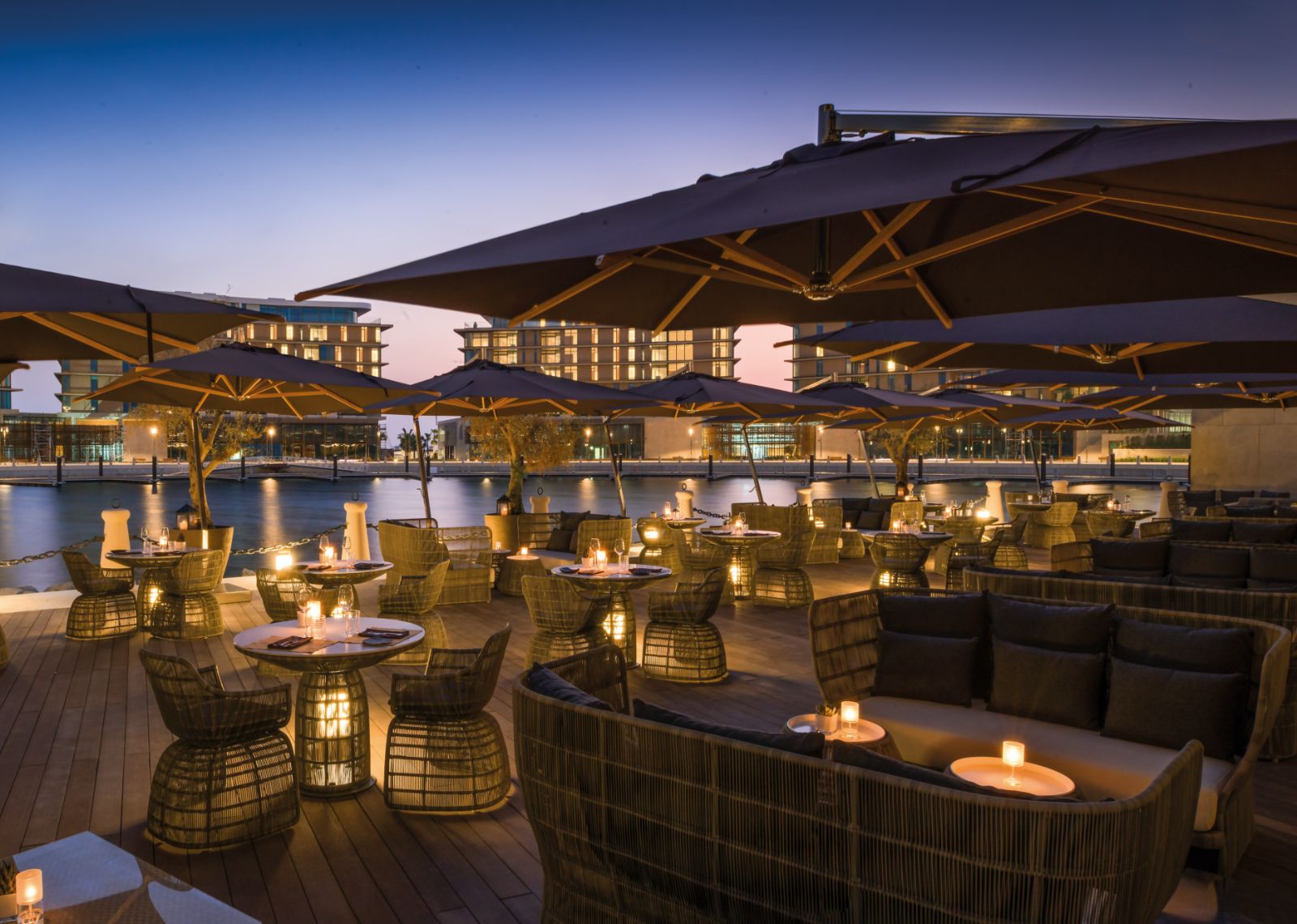 Cafe terrace at Bulgari Resort Dubai on Jumeirah Bay island