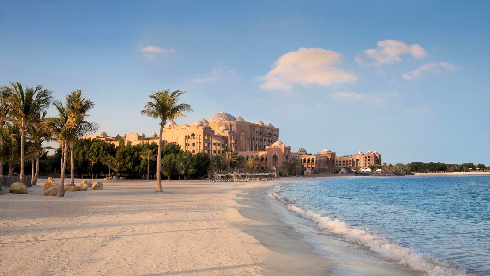 Exterior and beach at at Emirates Palace Mandarin Oriental in Abu Dhabi