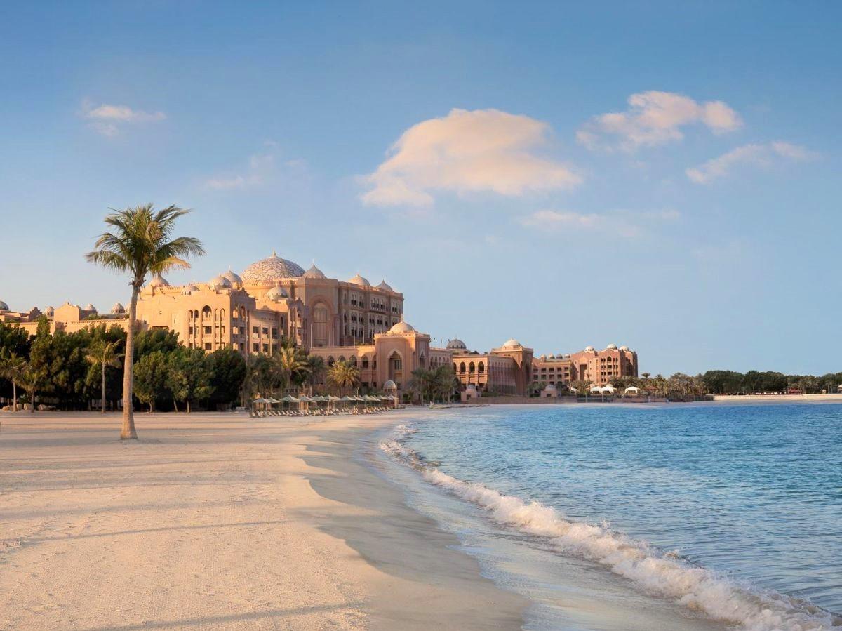 Exterior and beach at at Emirates Palace Mandarin Oriental in Abu Dhabi