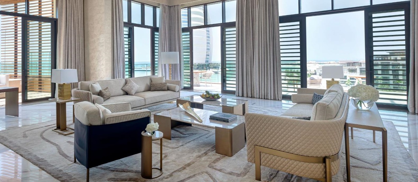 Royal penthouse suite living room at Jumeirah Al Naseem in Dubai