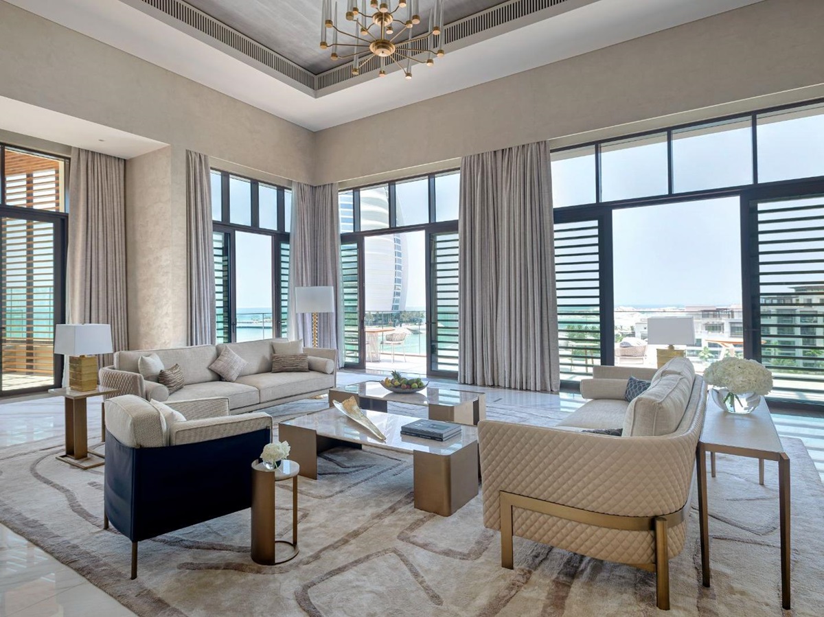 Royal penthouse suite living room at Jumeirah Al Naseem in Dubai