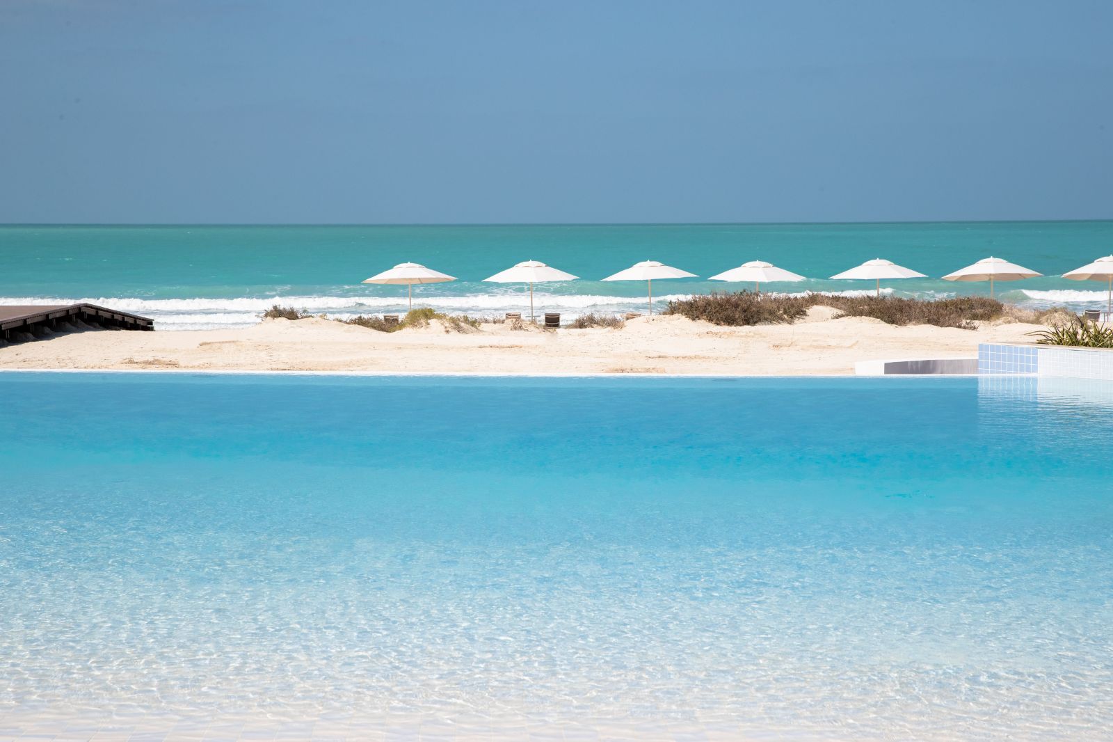 The swimming pool and beach at Jumeirah Saadiyat Island in Abu Dhabi