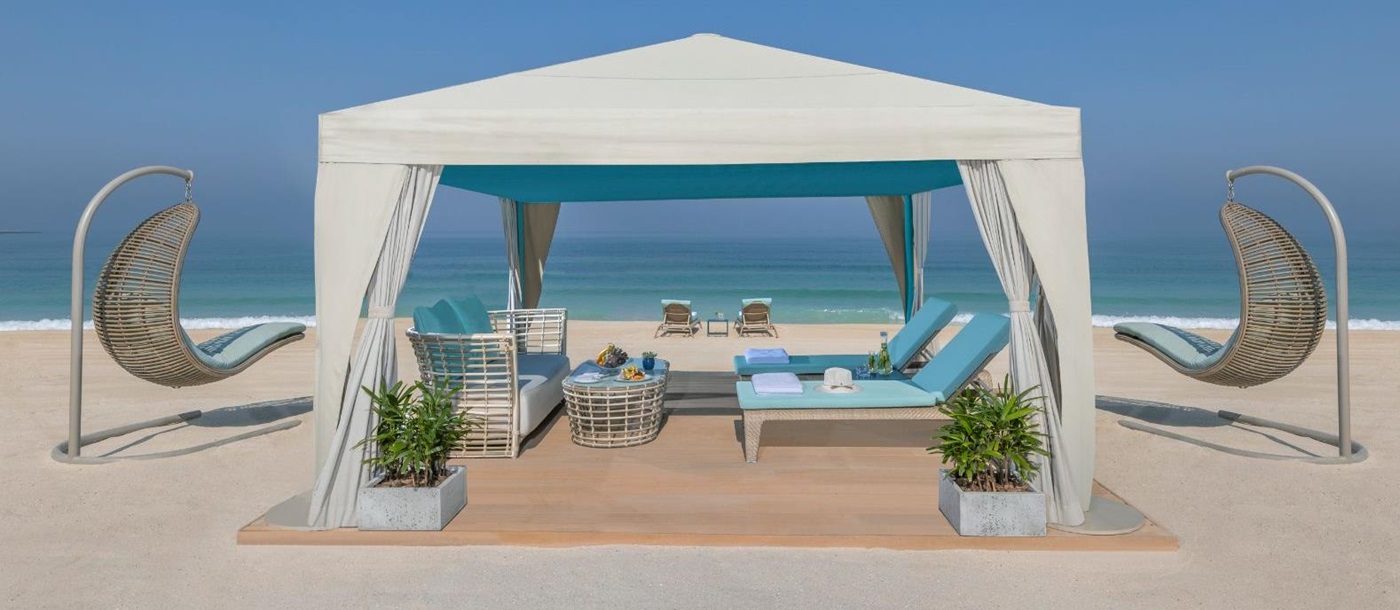 A private beach cabana at Mandarin Oriental Jumeira in Dubai