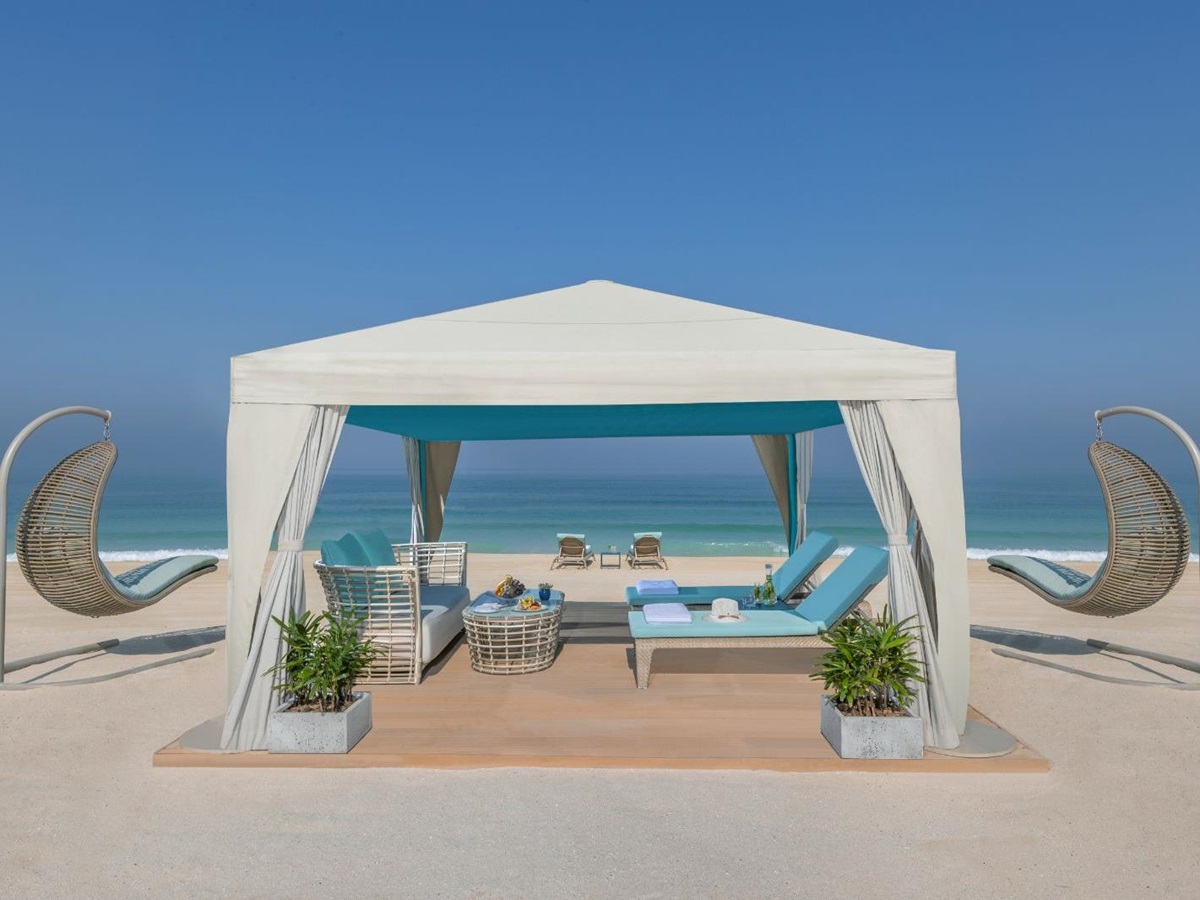 A private beach cabana at Mandarin Oriental Jumeira in Dubai